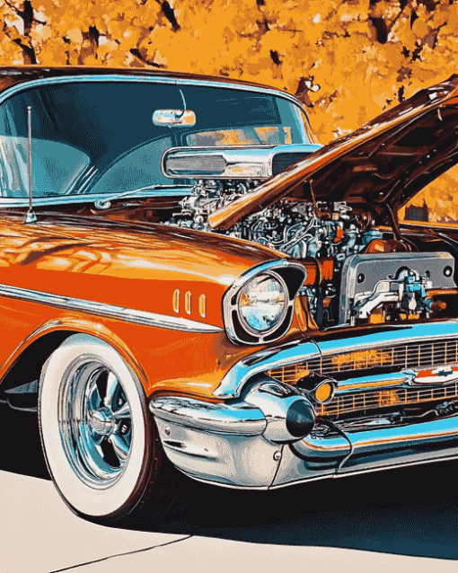 1957 Chevy Engine Diamond Painting