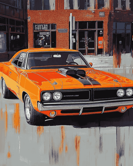 1970 Super Bee Hemi Engine Diamond Painting