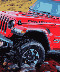 2018 Jeep Wrangler Red Engine Diamond Painting