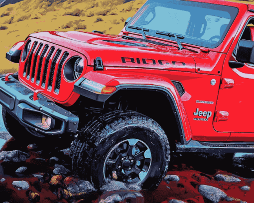 2018 Jeep Wrangler Red Engine Diamond Painting