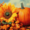 "Autumn Pumpkin Blossom Diamond Painting"