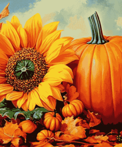 "Autumn Pumpkin Blossom Diamond Painting"