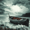 Abandoned Boat Stormy Landscape Diamond Painting