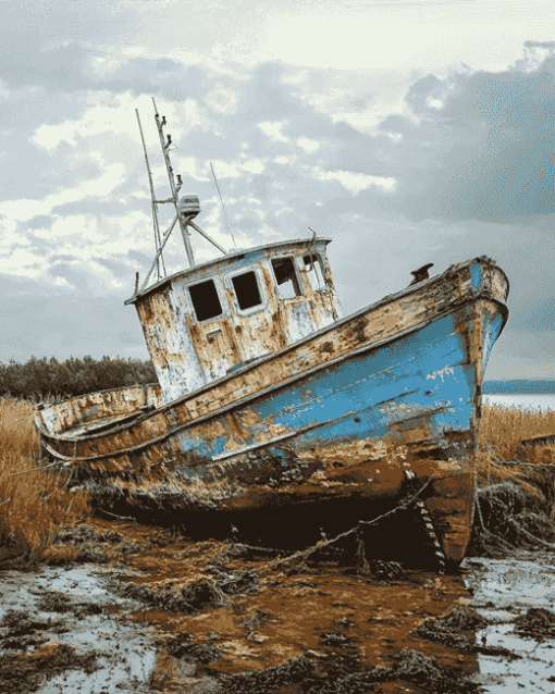 Abandoned Fishing Vessel Diamond Painting