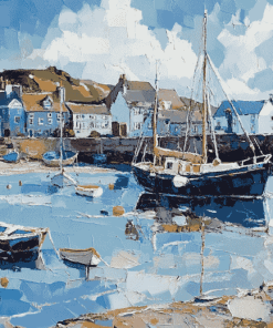 Abstract Aberdovey Boat Scene Diamond Painting