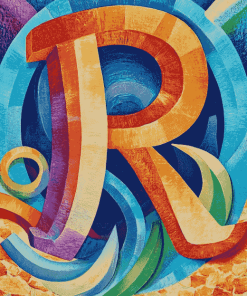 Abstract Letter R Monogram Diamond Painting