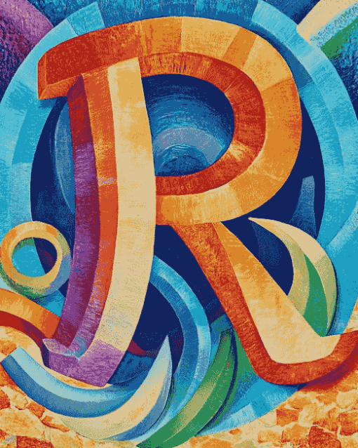 Abstract Letter R Monogram Diamond Painting