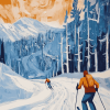 Abstract Nordic Skiers Diamond Painting