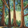 Abstract Sequoia Forest Diamond Painting