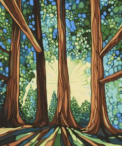 Abstract Sequoia Forest Diamond Painting