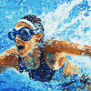 Abstract Swimmer Art Diamond Painting