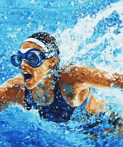 Abstract Swimmer Art Diamond Painting