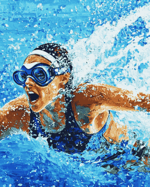 Abstract Swimmer Art Diamond Painting