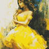 Abstract Yellow Dress Woman Diamond Painting