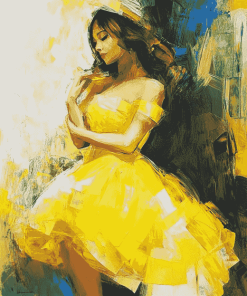 Abstract Yellow Dress Woman Diamond Painting