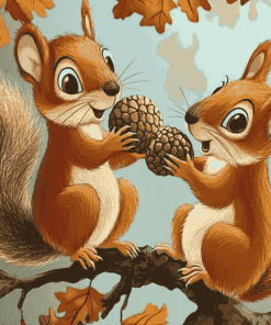 Acorn Collecting Squirrels Diamond Painting