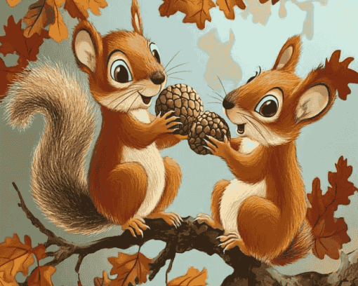 Acorn Collecting Squirrels Diamond Painting