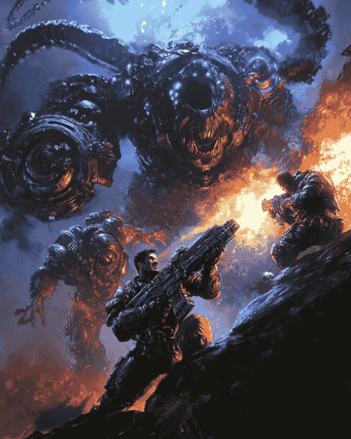 Action-Packed Gears of War Diamond Painting