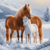 Adorable Winter Horses Diamond Painting