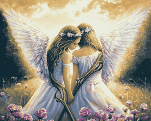 Aesthetic Angelic Sisters in Heaven Diamond Painting