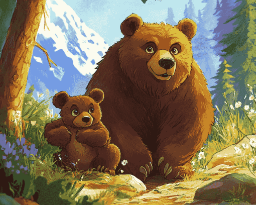 Aesthetic Animated Bears Diamond Painting