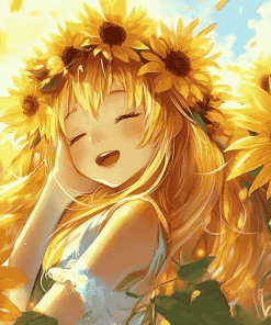 Aesthetic Anime Sunflower Girl Diamond Painting