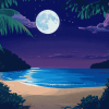 Aesthetic Beach Moonlit Seascape Diamond Painting