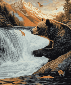 Aesthetic Bear River Scene Diamond Painting