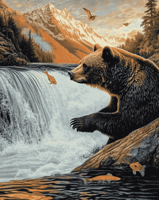 Aesthetic Bear River Scene Diamond Painting