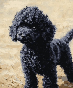 Aesthetic Black Poodle Puppy Diamond Painting