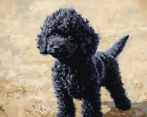 Aesthetic Black Poodle Puppy Diamond Painting