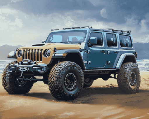 Aesthetic Blue Jeep Diamond Painting