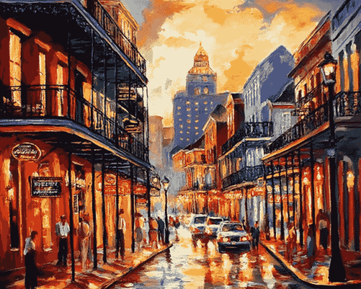 Aesthetic Bourbon Cityscape Diamond Painting