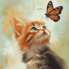 Aesthetic Butterfly on Cat Diamond Painting