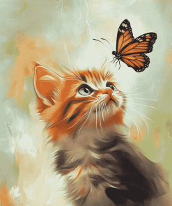 Aesthetic Butterfly on Cat Diamond Painting