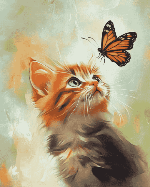 Aesthetic Butterfly on Cat Diamond Painting