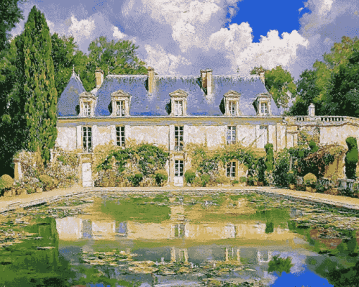 Aesthetic Chateau Bizy Giverny Diamond Painting