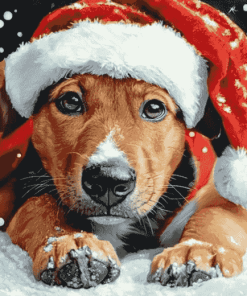 Aesthetic Christmas Puppies Diamond Painting