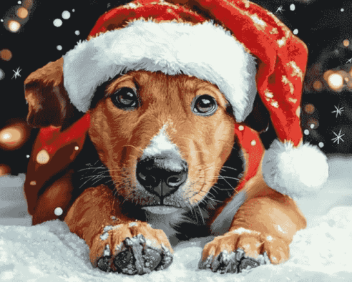 Aesthetic Christmas Puppies Diamond Painting