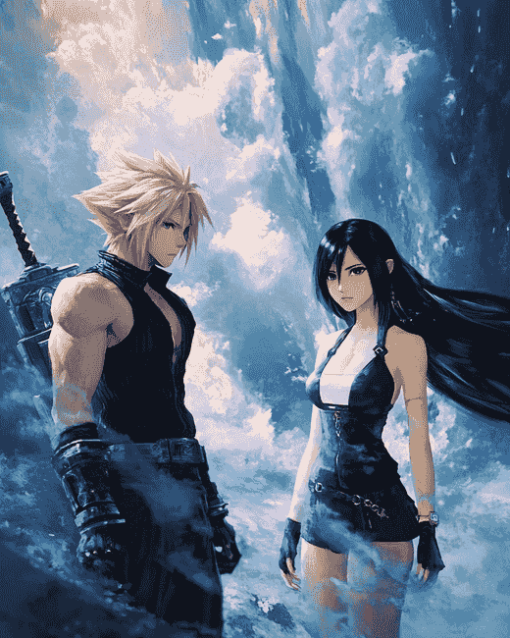 Aesthetic Cloud and Tifa Anime Diamond Painting