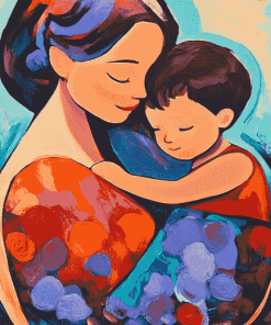 Aesthetic Colorful Mother and Son Diamond Painting