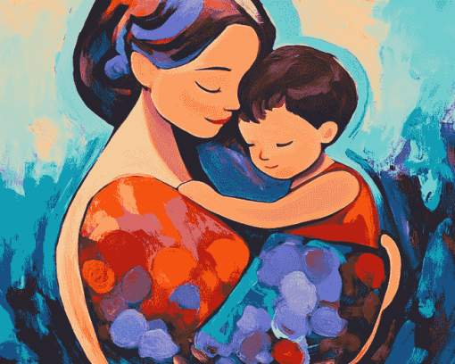 Aesthetic Colorful Mother and Son Diamond Painting