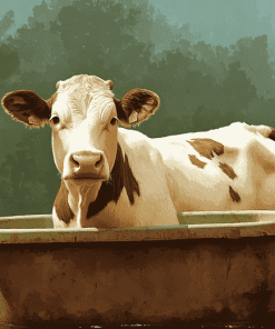 Aesthetic Cow Bathtub Diamond Painting