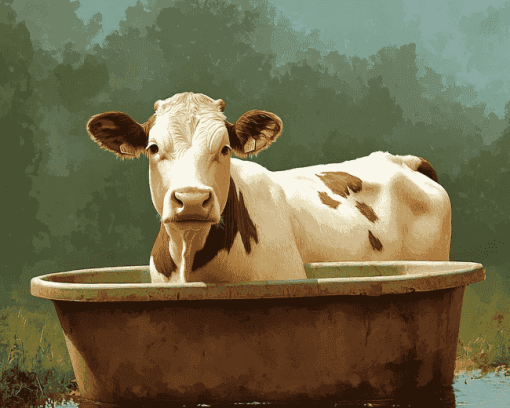 Aesthetic Cow Bathtub Diamond Painting