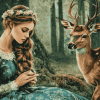 Aesthetic Deer and Girl Diamond Painting