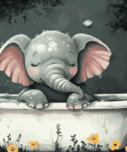 Aesthetic Elephant in Bathtub Diamond Painting