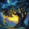 Aesthetic Fantasy Tree Night and Day Diamond Painting