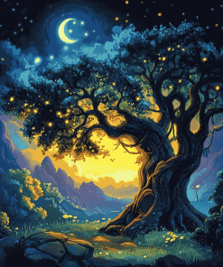 Aesthetic Fantasy Tree Night and Day Diamond Painting