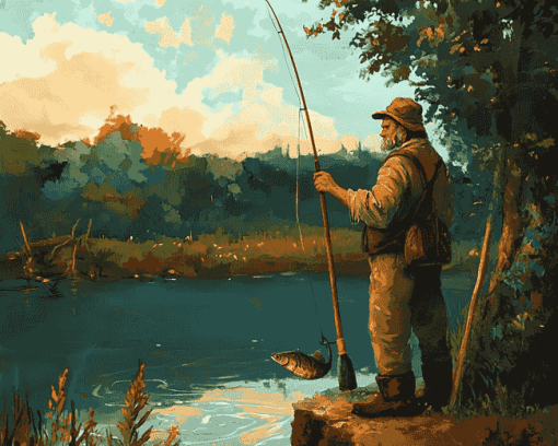 Aesthetic Fishing Landscape Diamond Painting