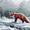 Aesthetic Fox in Snow Diamond Painting